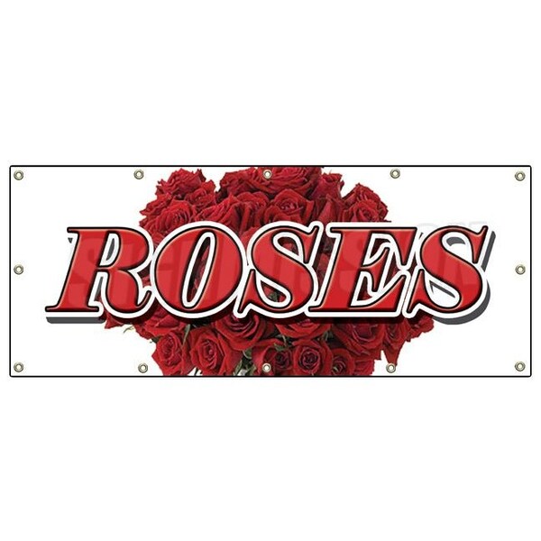 Signmission ROSES BANNER SIGN red rose flowers flower shop signs florist B-120 Roses - main